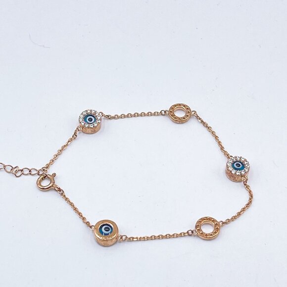 925 Evil Eye Bracelet With Crystals Rose Gold-Plated Bracelet - Picture 4 of 5